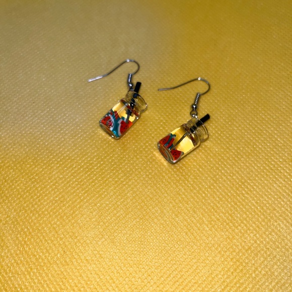 New Pearl Milk Tea Fruit Creative Personality Drop Earrings - Picture 5 of 6